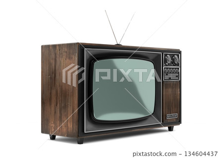 Retro television set isolated on white background - 3D illustration Retro television set isolated on white background - 3D illustration 134604437