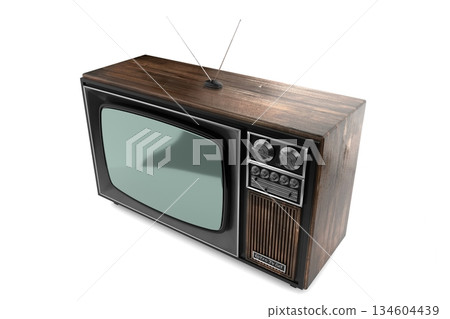 Retro television set isolated on white background - 3D illustration Retro television set isolated on white background - 3D illustration 134604439