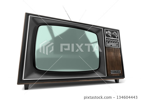Retro television set isolated on white background - 3D illustration 134604443