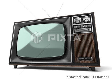 Retro television set isolated on white background - 3D illustration 134604444