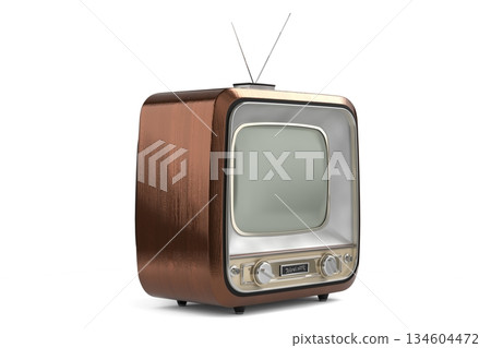 Retro television set isolated on white background - 3D illustration Retro television set isolated on white background - 3D illustration 134604472
