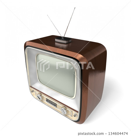 Retro television set isolated on white background - 3D illustration Retro television set isolated on white background - 3D illustration 134604474
