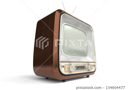 Retro television set isolated on white background - 3D illustration Retro television set isolated on white background - 3D illustration 134604477