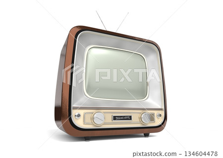 Retro television set isolated on white background - 3D illustration Retro television set isolated on white background - 3D illustration 134604478