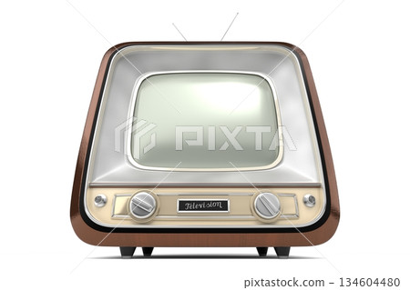 Retro television set isolated on white background - 3D illustration 134604480
