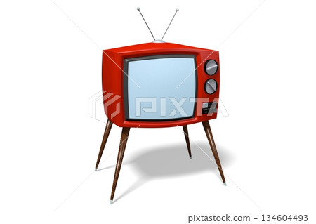 Cartoon TV set isolated on white background - 3D illustration Cartoon TV set isolated on white background - 3D illustration 134604493