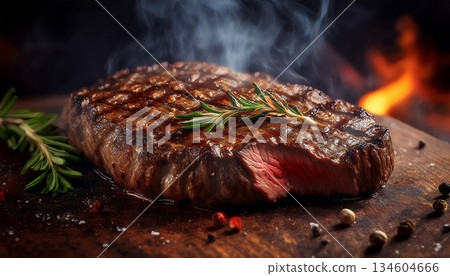 beef steak on a grill 134604666
