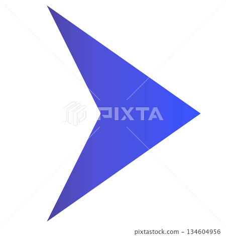 A simple right-pointing triangular arrow with a blue gradient 134604956