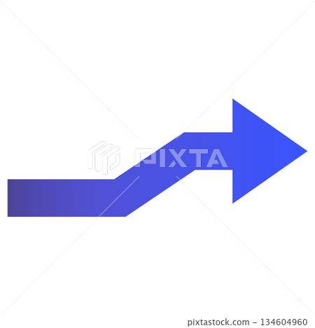 一個簡單的向右箭頭，帶有藍色漸變，向上延伸至右上角。 134604960