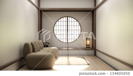 Tatami living room have sofa furniture and modern room interior design minimal.3D rendering Tatami living room have sofa furniture and modern room interior design minimal.3D rendering 134605050