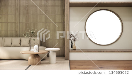 Tatami living room have sofa furniture and modern room interior design minimal.3D rendering 134605052