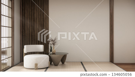 Tatami living room have sofa furniture and modern room interior design minimal.3D rendering 134605056
