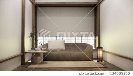 Mini sofa armchair and decoration japanese on Modern room interior muji minimalist style.3D rendering Mini sofa armchair and decoration japanese on Modern room interior muji minimalist style.3D rendering 134605160