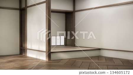 Nihon room design interior with door paper and tatami mat floor room japanese style. 3D rendering 134605172