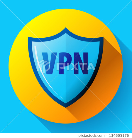 Virtual Private Network shield icon showing online security, data protection, and privacy defense for web, app, and cybersecurity design projects 134605176