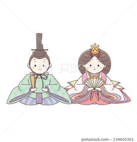 可愛的雛人偶插畫 134605301