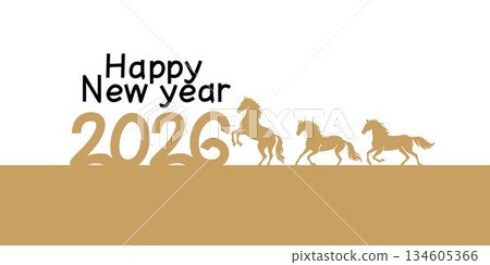 簡約馬年新年賀卡 134605366