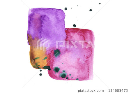 Abstract watercolour ink and paint swirl squares blots and abstract background Abstract watercolour ink and paint swirl squares blots and abstract background 134605473