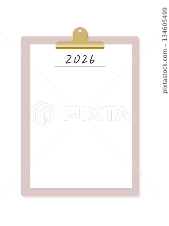 一本活頁夾，內含手寫的2026年信件和空白紙——簡潔時尚的2026年目標和計畫資源。 134605499