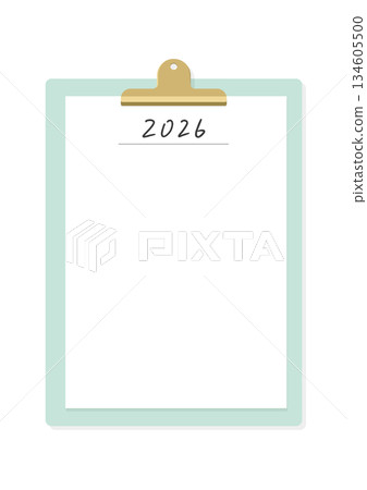 一本活頁夾，內含手寫的2026年信件和空白紙——簡潔時尚的2026年目標和計畫資源。 134605500