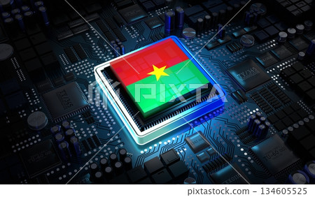 Computer processor with flag of Burkina Faso - 3D illustration Computer processor with flag of Burkina Faso - 3D illustration 134605525