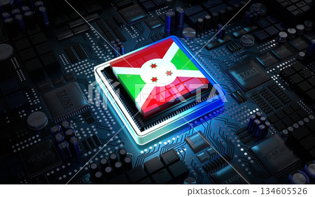 Computer processor with flag of Burundi - 3D illustration Computer processor with flag of Burundi - 3D illustration 134605526