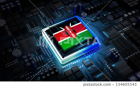 Computer processor with flag of Kenya - 3D illustration 134605543