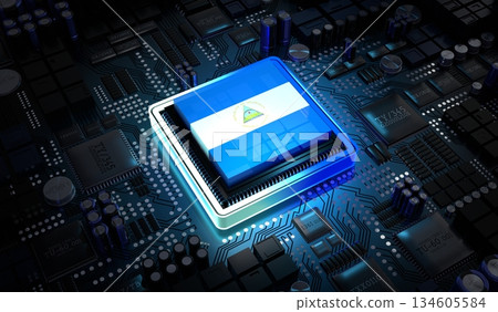 Computer processor with flag of Nicaragua - 3D illustration Computer processor with flag of Nicaragua - 3D illustration 134605584