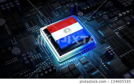 Computer processor with flag of Paraguay - 3D illustration Computer processor with flag of Paraguay - 3D illustration 134605585