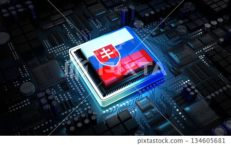 Computer processor with flag of Slovakia - 3D illustration Computer processor with flag of Slovakia - 3D illustration 134605681