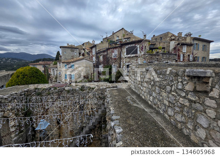 view from rampages of saint paul de vence Medieval village in provence france in xmas season view from rampages of saint paul de vence Medieval village in provence france in xmas season 134605968