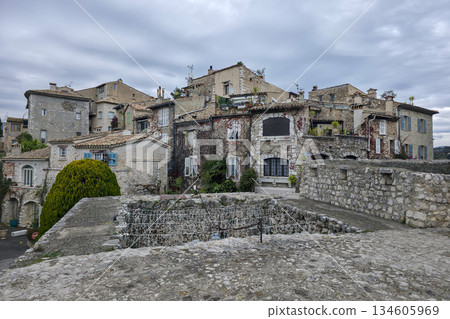 view from rampages of saint paul de vence Medieval village in provence france in xmas season 134605969