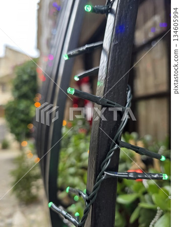 decorated window in saint paul de vence Medieval village in provence france in xmas season 134605994