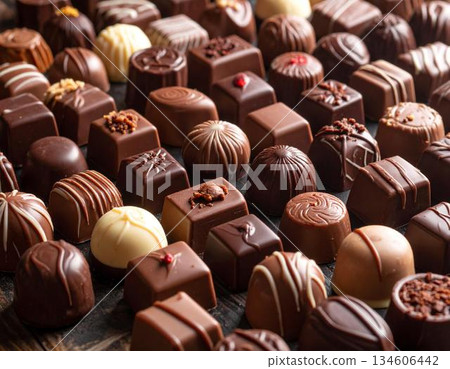 Assorted small chocolates 134606442