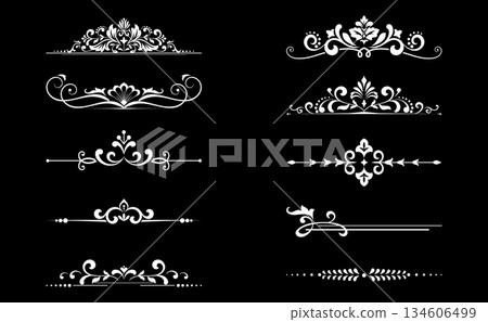 Vintage set. Floral elements for design monograms, invitations, frames, menus and labels. Graphic design of the website, cafes, boutiques, hotels, wedding invitations. 134606499