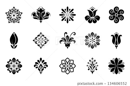 Flower icons set. Isolated elements for design. Vector graphics. Flower collection Flower icons set. Isolated elements for design. Vector graphics. Flower collection 134606552