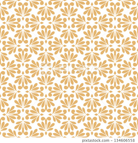 Flower geometric pattern. Seamless vector background. White and golden ornament 134606558
