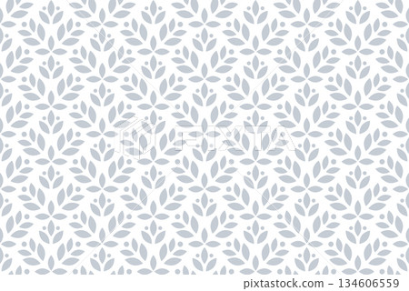 Flower geometric pattern. Seamless vector background. White and gray ornament. Ornament for fabric, wallpaper, packaging. Decorative print 134606559