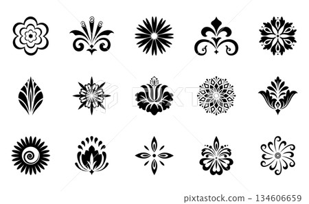 Flower icons set. Isolated elements for design. Vector graphics. Flower collection 134606659