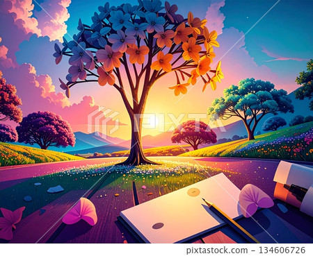 tablet computer in the forest 134606726