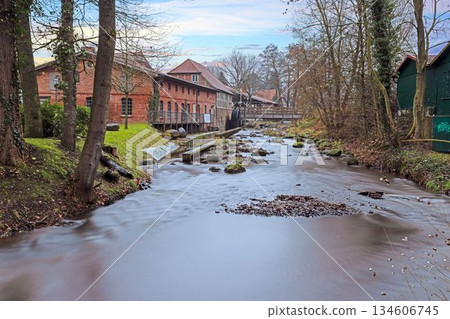 Historic river and mill landscape in Sittensen Germany 134606745