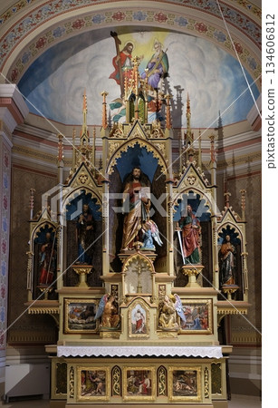 Main altar in the church of Saint Matthew in Stitar, Croatia Main altar in the church of Saint Matthew in Stitar, Croatia 134606812