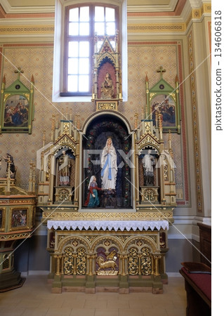 Altar of Our Lady of Lourdes in the church of Saint Matthew in Stitar, Croatia Altar of Our Lady of Lourdes in the church of Saint Matthew in Stitar, Croatia 134606818