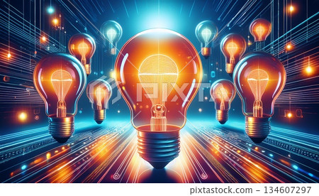 light bulb with abstract background 134607297