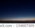The western sky showing a bright comet and Venus appearing in 2024 134607309