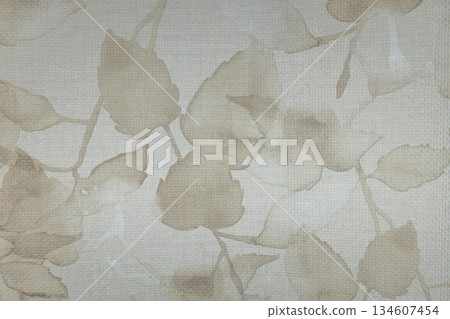 Beige Leaf Pattern Tapestry Texture Background 134607454