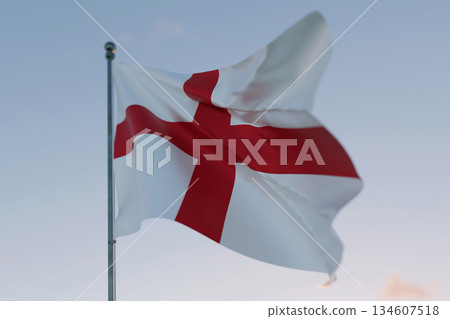 National flag of England waving in the wind against a clear sky, symbolizing patriotism, independence, national pride, and unity.  Freedom, creative. Travel, concept 134607518