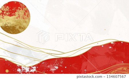 Elegant and abstract Japanese pattern, background material of Japanese-style image (New Year's card, celebration, auspicious event, New Year's material) 134607567