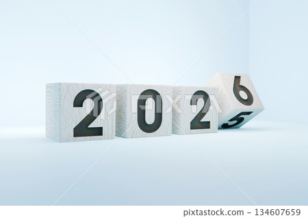 2026 growth business. wooden block with 2025 change to 2026, Set up objective target business cost and budget planning for new year concept. Turn of wooden cubes 2024 towards 2025 on blue background 2026 growth business. wooden block with 2025 change to 2026, Set up objective target business cost and budget planning for new year concept. Turn of wooden cubes 2024 towards 2025 on blue background 134607659