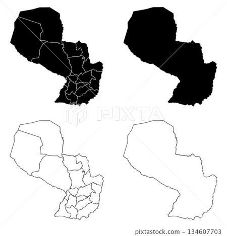 Paraguay Outline and Solid Fill Map Set. 134607703